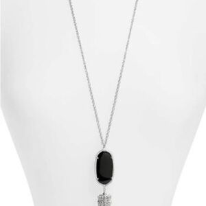 Kendra Scott Rayne stone tassel pendant necklace in black onyx.